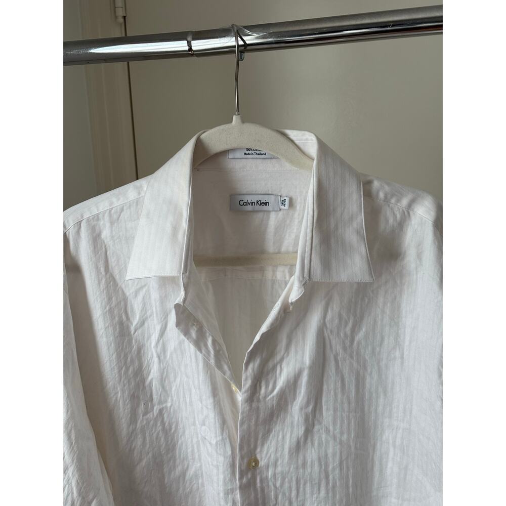 Calvin Klein Men’s White Button Down Shirt 100% Cotton Size 16.5 32/33 - Picture 4 of 8